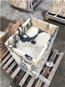 Calacatta Viola Marble Pedestal Sink