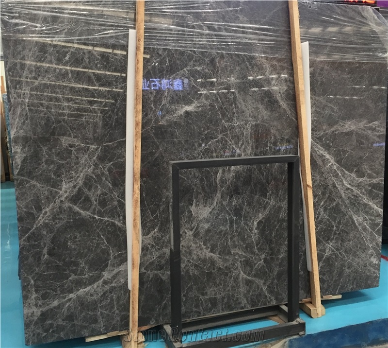 Hermes Grey Marble Slabs, Dark Grey Marble Slabs