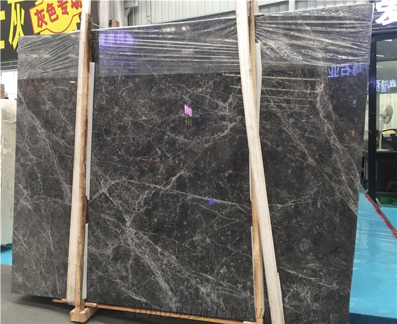 Hermes Grey Marble Slabs, Dark Grey Marble Slabs