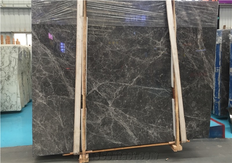 Hermes Grey Marble Slabs, Dark Grey Marble Slabs