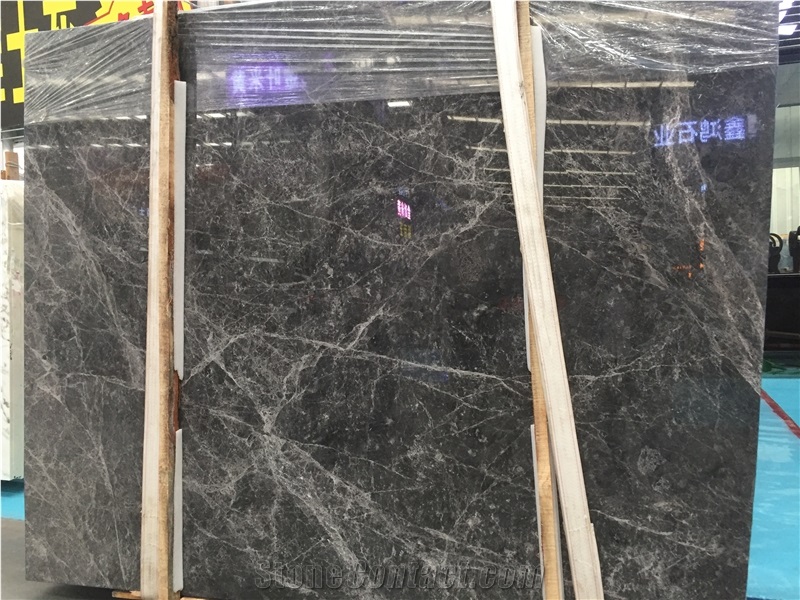 Hermes Grey Marble Slabs, Dark Grey Marble Slabs