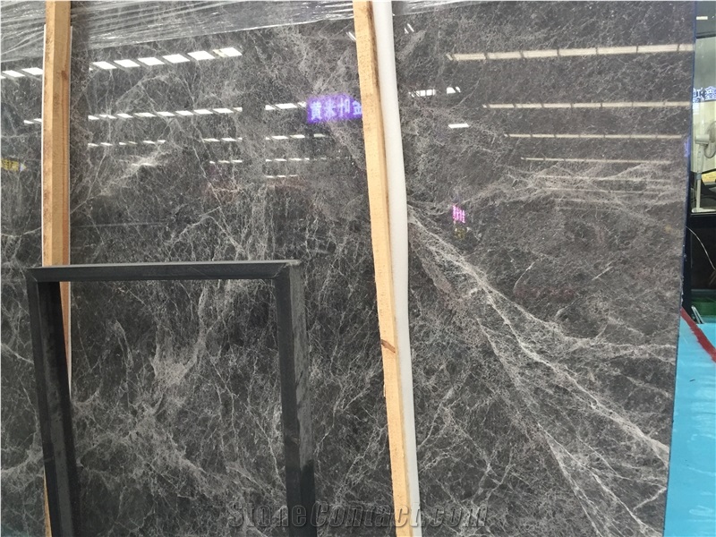 Hermes Grey Marble Slabs, Dark Grey Marble Slabs