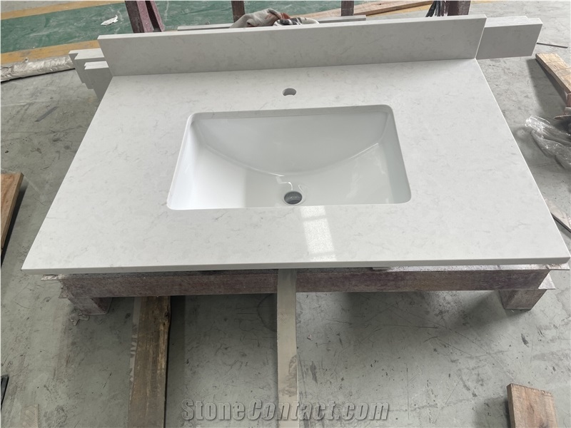 Carrara White Quartz Hotel Bathroom Commercial Counters
