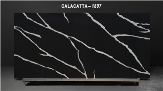 ‌Man-Made Black Quartz Slabs