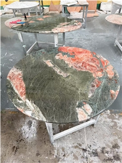 Four Season Pink Marble Round Coffee Table Tops