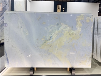 Brazil Crystal Blue Calcite Marble Slabs Translucent