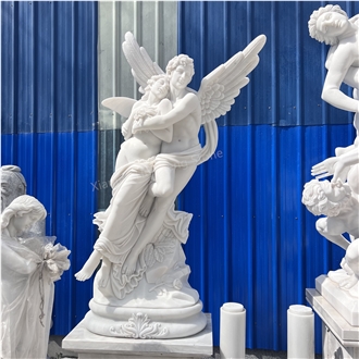 White Calacatta Carrara Marble Angel Sculpture