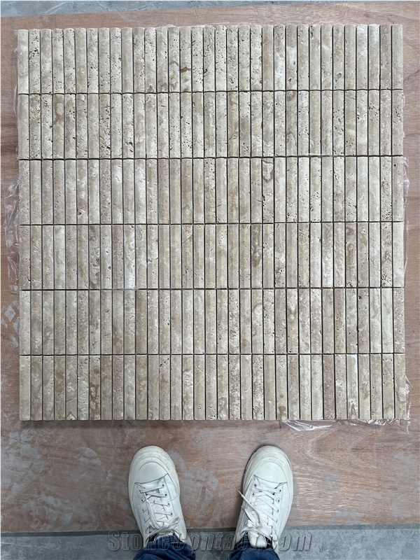 Beige Travertine Mosaic Convex Surface Mosaic Tiles