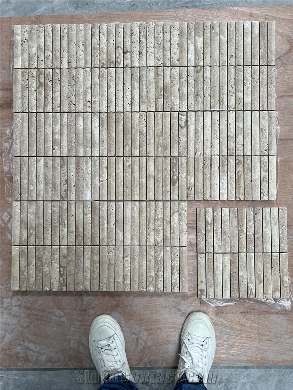 Beige Travertine Mosaic Convex Surface Mosaic Tiles