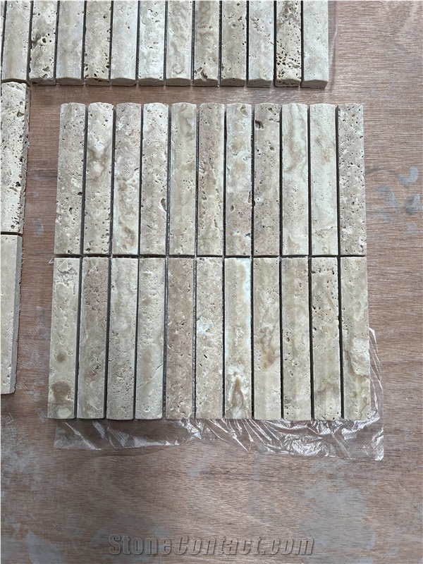 Beige Travertine Mosaic Convex Surface Mosaic Tiles