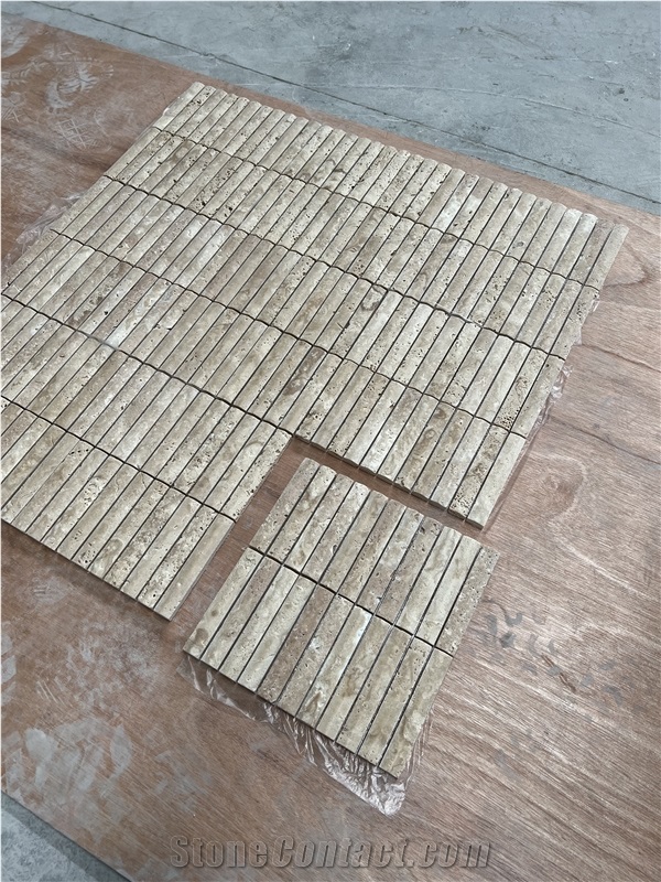 Beige Travertine Mosaic Convex Surface Mosaic Tiles