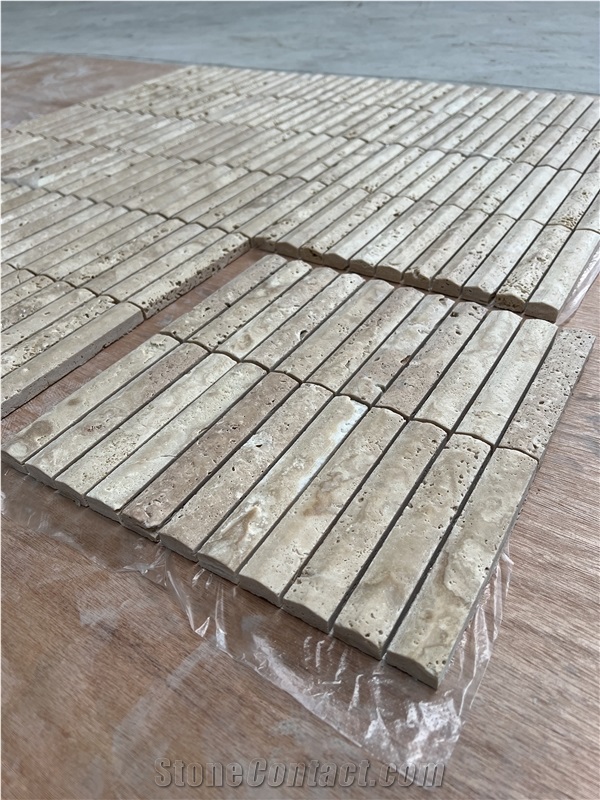 Beige Travertine Mosaic Convex Surface Mosaic Tiles