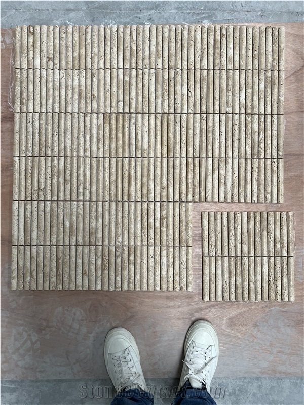 Beige Travertine Mosaic Convex Surface Mosaic Tiles