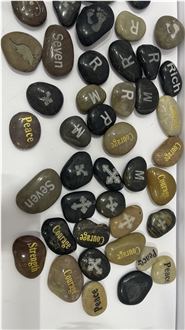 Engraved  Pebble Stones  Lettering  Words  For  Gift