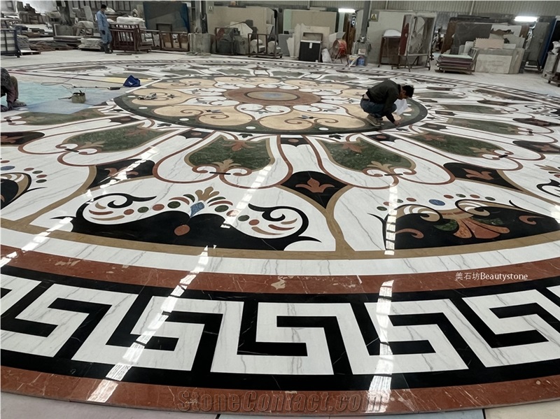 Natural Marble Water Jet Round Medallions Dia15meter Pattern