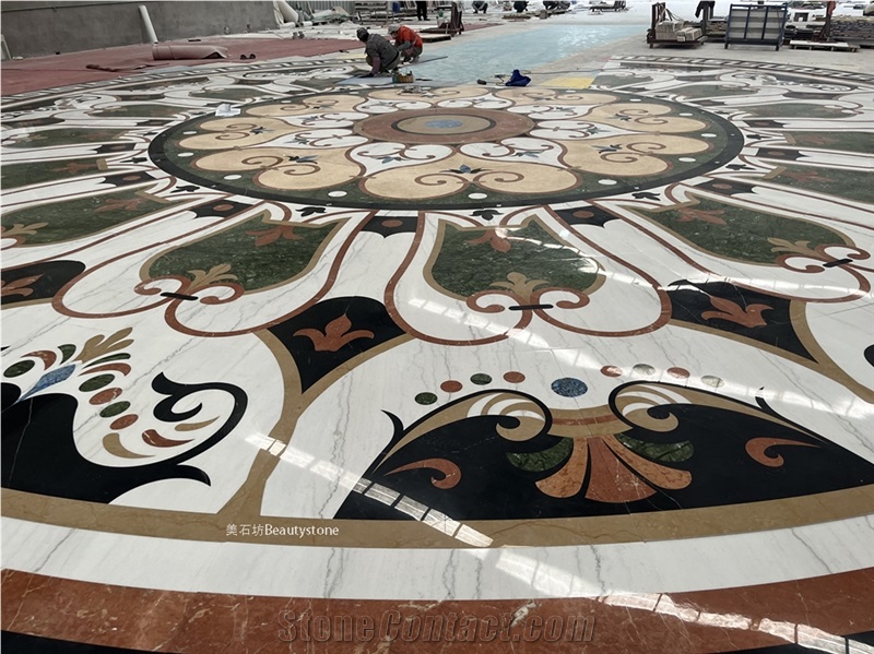 Natural Marble Water Jet Round Medallions Dia15meter Pattern