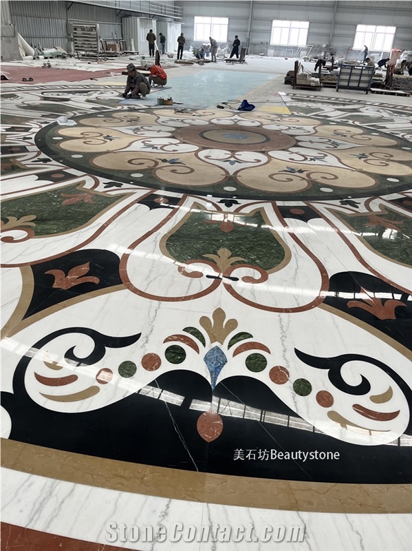 Natural Marble Water Jet Round Medallions Dia15meter Pattern