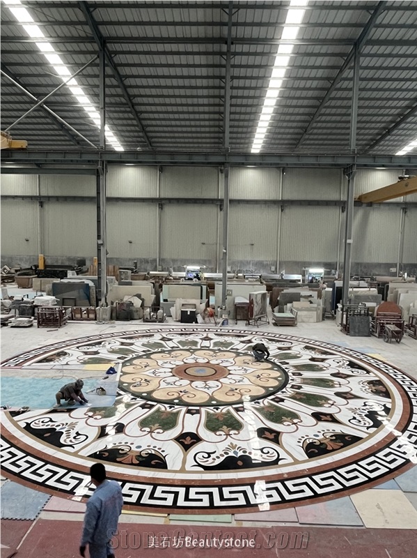 Natural Marble Water Jet Round Medallions Dia15meter Pattern