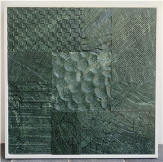 3D Carved Different Surface Finishing Green Marble CNC Wall Panels