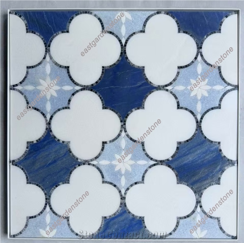 Azul Blue,Blue Celeste,Thassos Marble Mosaic Tiles