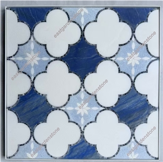 Azul Blue,Blue Celeste,Thassos Marble Mosaic Tiles