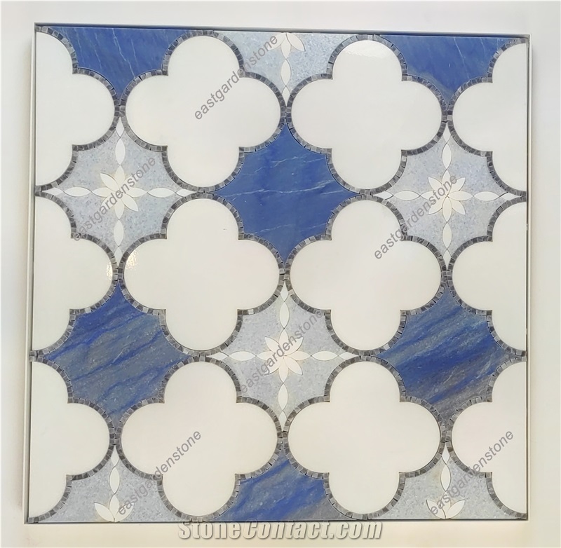 Azul Blue,Blue Celeste,Thassos Marble Mosaic Tiles