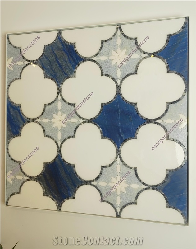 Azul Blue,Blue Celeste,Thassos Marble Mosaic Tiles
