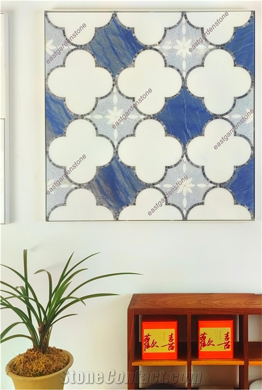 Azul Blue,Blue Celeste,Thassos Marble Mosaic Tiles