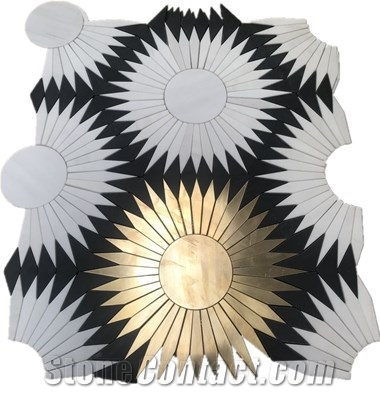 Marble  Mosaic Tiles With Metal