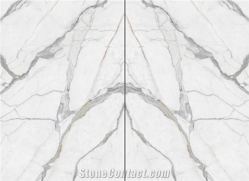 White Calacatta Snow Sintered Stone Slabs