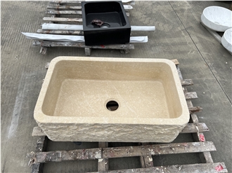 Egyptian Beige Marble Wash Basin Perimeter Countertop