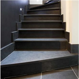 Brazilian Black Slate Stairs, Mustang Black Slate Stairs
