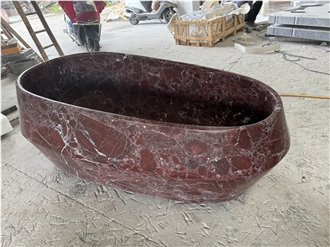 Rosso Levanto Marble Freestanding Bathtub