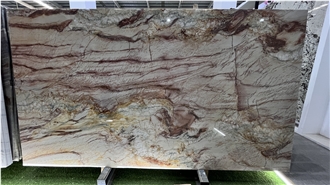 Evora Gold Quartzite Slabs Collection In DMD STONE Showroom