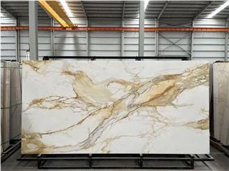 Glossy Calacatta Gold Sintered Stone Slabs
