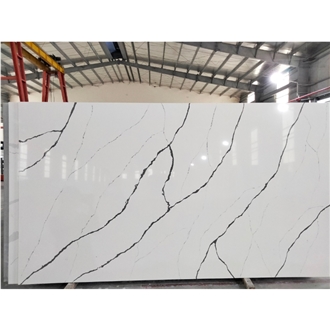 LQ-823 White Calacatta Quartz Vietnam Engineered Stone