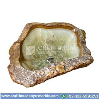 Jade Green Onyx Shell Shaped Sinks Design Collection