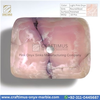 Luxury Queen Pink Onyx Square Shaped Vessel Sinks Collection
