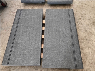 Fuding Black Granite Flamed And Water Jet Stone Stair