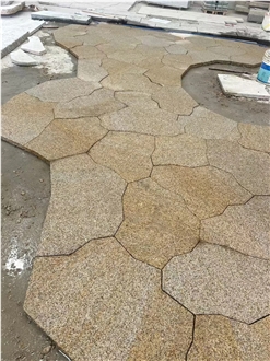 Yellow Rust Granite Ice Cracks Irregular Flagstone