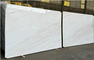 Euroasian Wooden White Marble Slabs Polished