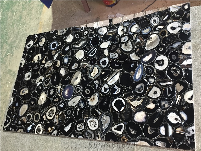 Black Agate Semiprecious Stone Slabs