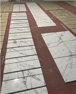 Natural Stone Calacatta White Marble Stair Staircase