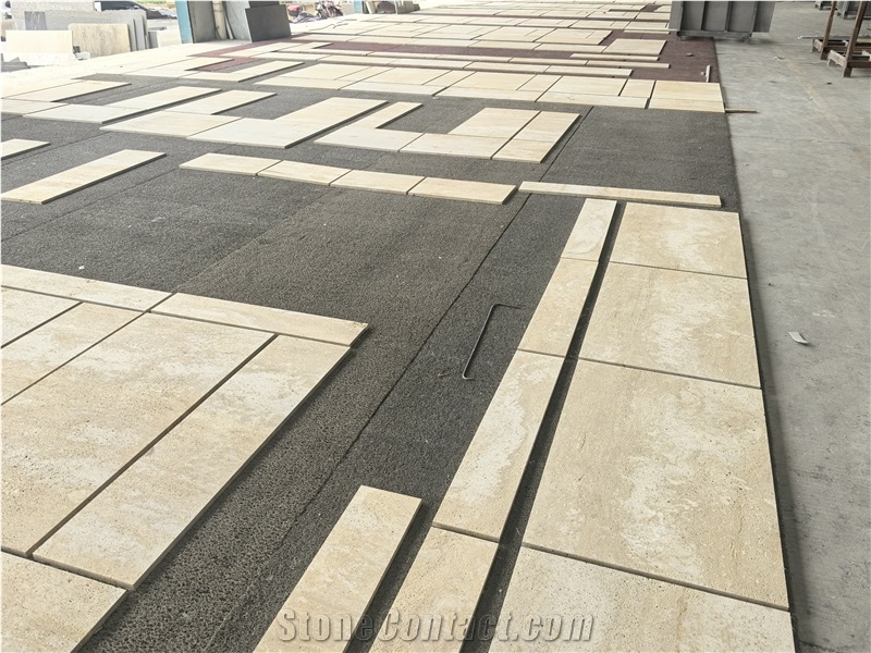 The  Travertine Of Beige Travertine Cross Cut Tiles