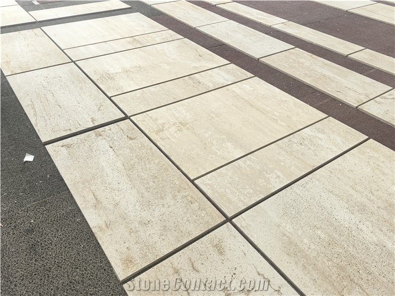 The  Travertine Of Beige Travertine Cross Cut Tiles