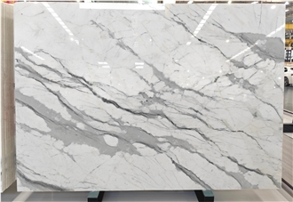 Chinese Calacatta White Marble Slabs For Panels Wall