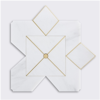 Creative Design Brass Inlaid White Marble Mosaic Tiles