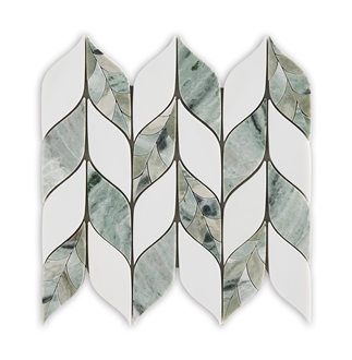 Leaf Shape Marble Mosaic Tiles For Bathroom Wall Decoration
