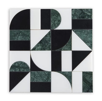 Modern Black And White Green Marble Water Jet Mosaic Tiles