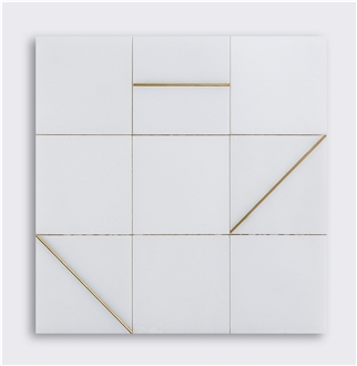 Modern Style Brass Inlaid White Marble Mosaic Tiles